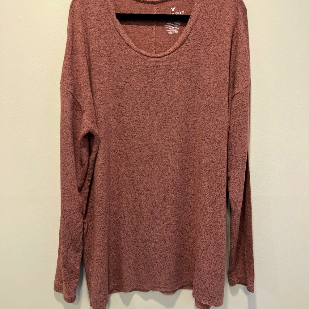 American Eagle soft & sexy plush sweater, mauve/pink, medium